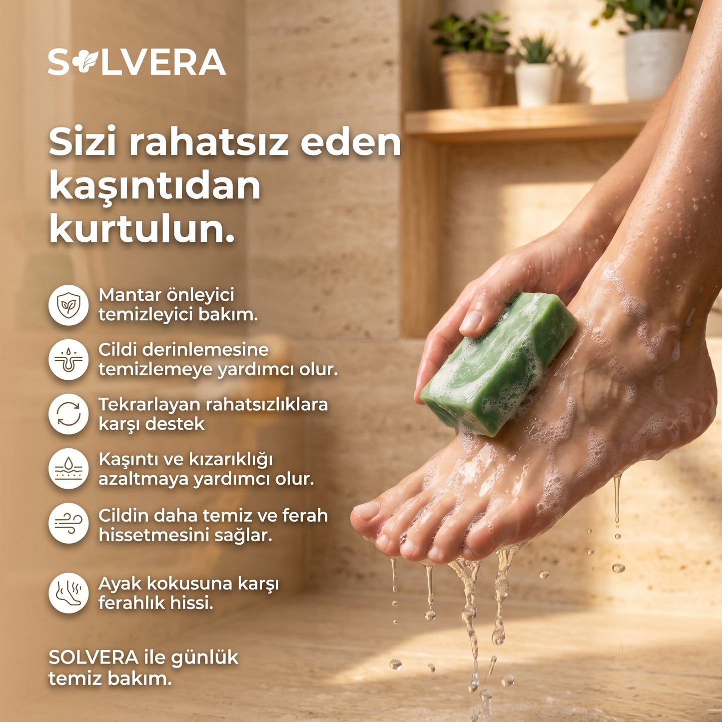 Solvera | Yoğun Arındırıcı Mantar Karşıtı Sabun Bar