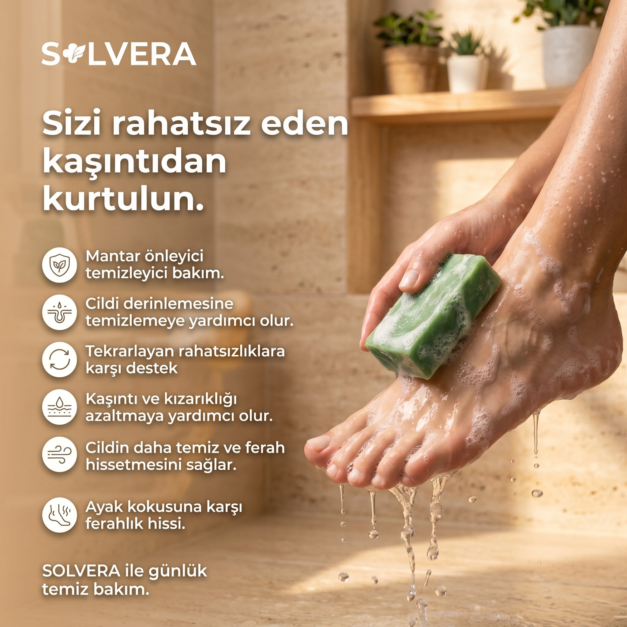 Solvera | Yoğun Arındırıcı Mantar Karşıtı Sabun Bar